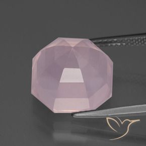9,17 ctw natürlicher hellrose-rosa Rosenquarz, Oktagonschliff, Transparent