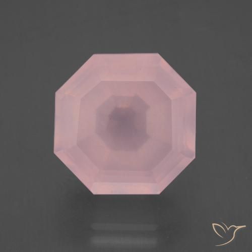 12.55ct Natürlicher Mittelrosa Rosenquarz, Smaragdschliff, Transparent