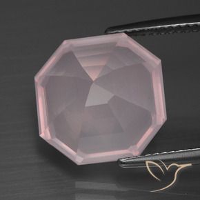 9,17 ctw natürlicher Kaugummi Rosa Rosenquarz, Oktagonschliff, Transparent