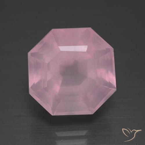 10.63ct Natürlicher rose-rosa Rosenquarz, Smaragdschliff, Transparent