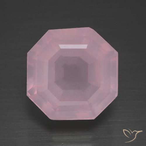 11.40ct Natürlicher rose-rosa Rosenquarz, Smaragdschliff, Transparent