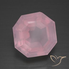 9,17 ctw natürlicher rose-rosa Rosenquarz, Oktagonschliff, Transparent