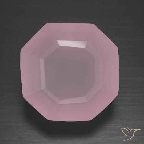 12.09ct Natürlicher rose-rosa Rosenquarz, Smaragdschliff, Transparent