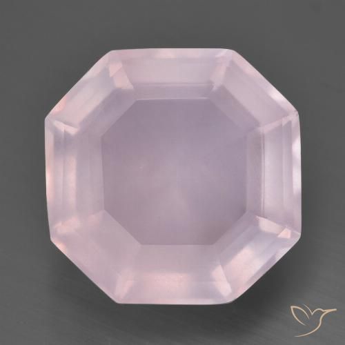 12.64ct Natürlicher hellrosa Rosenquarz, Smaragdschliff, Transparent