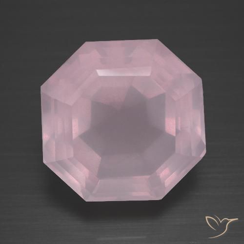 13,57 ctw natürlicher rosafarbener Rosenquarz, Smaragdschliff, Transparent