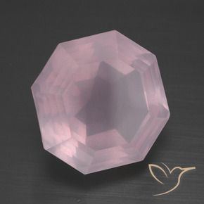 13,57 ctw natürlicher rosafarbener Rosenquarz, Smaragdschliff, Transparent
