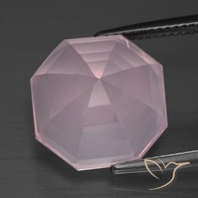 13,57 ctw natürlicher rosafarbener Rosenquarz, Smaragdschliff, Transparent