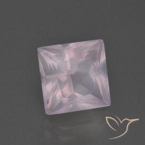 4,68 ctw natürlicher rosafarbener Rosenquarz, Quadrat, Transparent