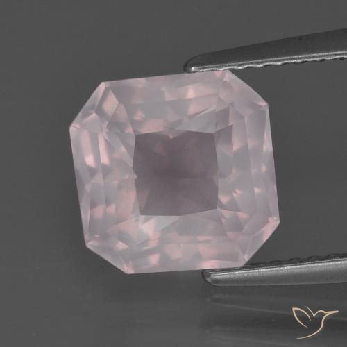 2.79ct Natürlicher hellrose-rosa Rosenquarz, Smaragdschliff, Transparent