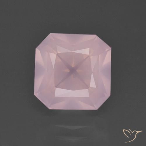 3.98ct Natürlicher Mittelrosa Rosenquarz, Smaragdschliff, Transparent