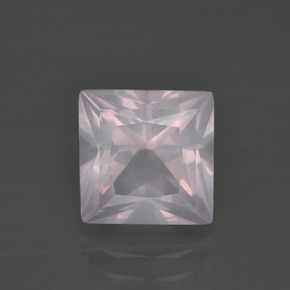 3,01 ctw natürlicher rosafarbener Rosenquarz, Quadrat, Transparent