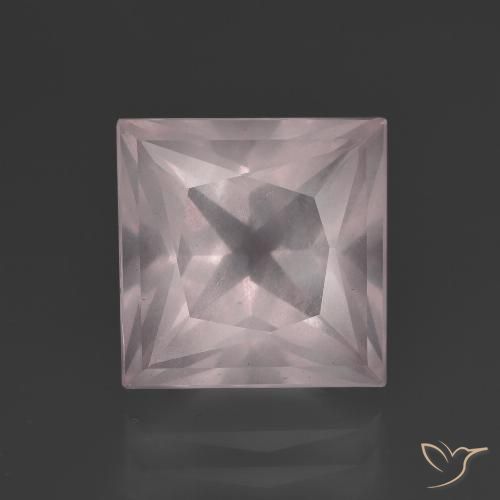 5.46ct Natürlicher Sehr helles Rosa Rosenquarz, Quadrat, Transparent