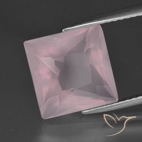 5,56 ctw natürlicher rosafarbener Rosenquarz, Quadrat, Transparent