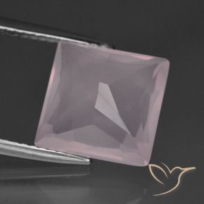 5,56 ctw natürlicher rosafarbener Rosenquarz, Quadrat, Transparent