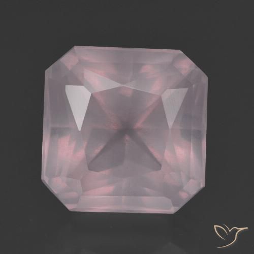 9.58ct Natürlicher hellrosa Rosenquarz, Smaragdschliff, Transparent