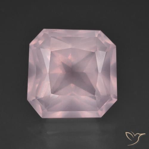 8.55ct Natürlicher hellrose-rosa Rosenquarz, Smaragdschliff, Transparent