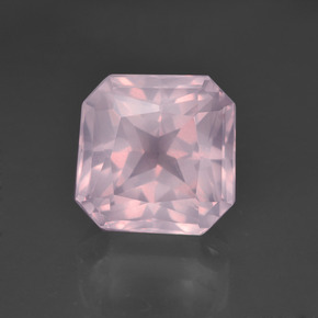 6,18 ctw natürlicher rosafarbener Rosenquarz, Smaragdschliff, Transparent