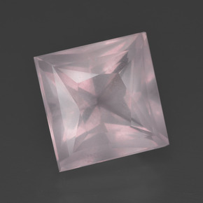 7,81 ctw natürlicher rosafarbener Rosenquarz, Quadrat, Transparent