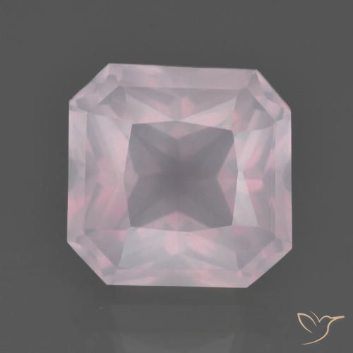7.44ct Natürlicher hellrose-rosa Rosenquarz, Smaragdschliff, Transparent