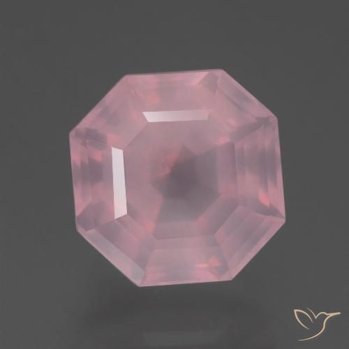 5.57ct Natürlicher Mittelrosa Rosa Rosenquarz, Smaragdschliff, Transparent