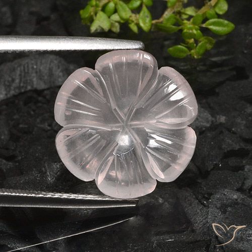 9.58ct Natürlicher Weiß Rosenquarz, Blumen-Schliff, Transparent