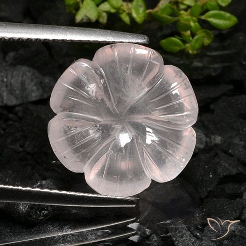 9.02ct Natürlicher hellrosa Rosenquarz, Blumen-Schliff, Transparent