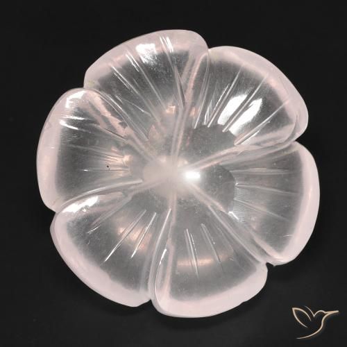 15.54ct Natürlicher Flamingorosa Rosenquarz, Blumen-Schliff, Transparent