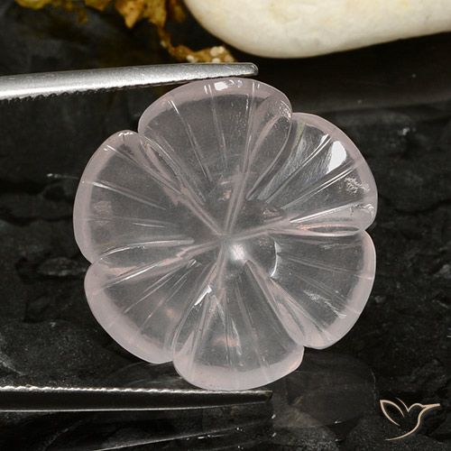 17.37ct Natürlicher Weiß Rosenquarz, Blumen-Schliff, Transparent