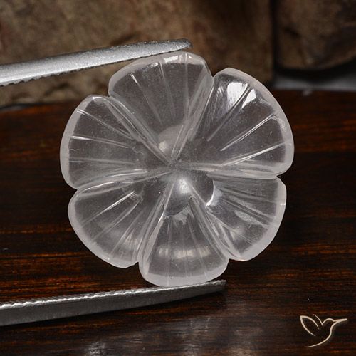 9.90ct Natürlicher Weiß Rosenquarz, Blumen-Schliff, Transparent