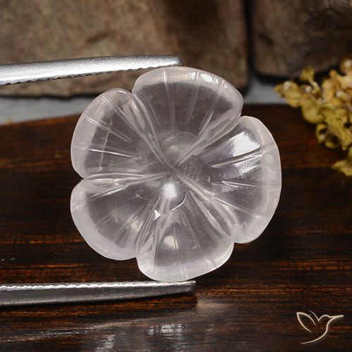 11.24ct Natürlicher Weiß Rosenquarz, Blumen-Schliff, Transparent