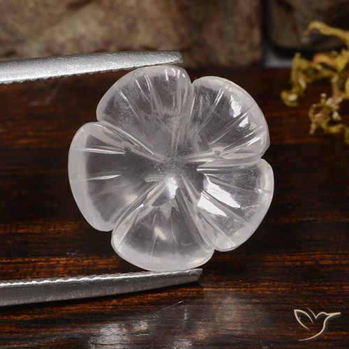 6.31ct Natürlicher Weiß Rosenquarz, Blumen-Schliff, Transparent