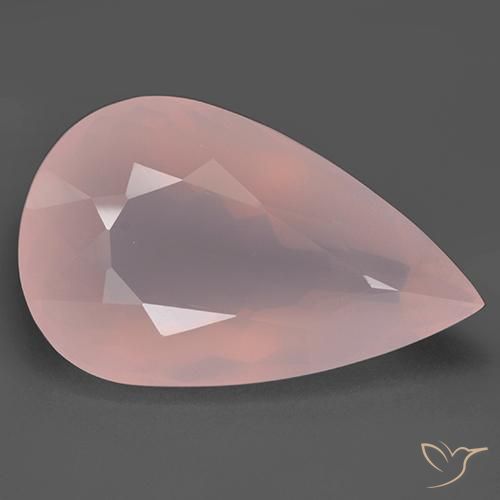 85.78ct Natürlicher hellrosa Rosenquarz, Birnenform, Transparent