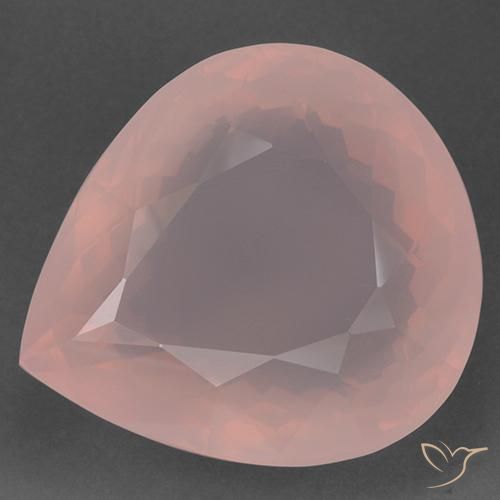 96.78ct Natürlicher Flamingorosa Rosenquarz, Birnenform, Transparent