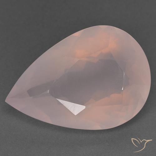 31.40ct Natürlicher Helles Korallenrosa Rosenquarz, Birnenform, Transparent
