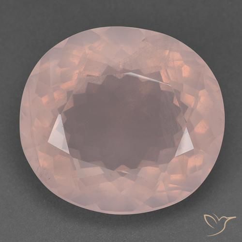 44.89ct Natürlicher Helles Korallenrosa Rosenquarz, Oval, Transparent
