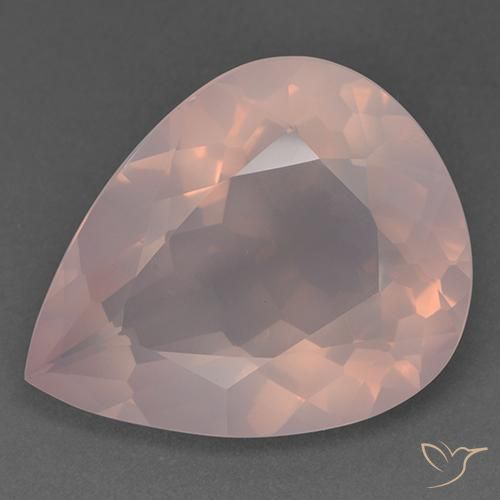 46.14ct Natürlicher Helles Korallenrosa Rosenquarz, Birnenform, Transparent