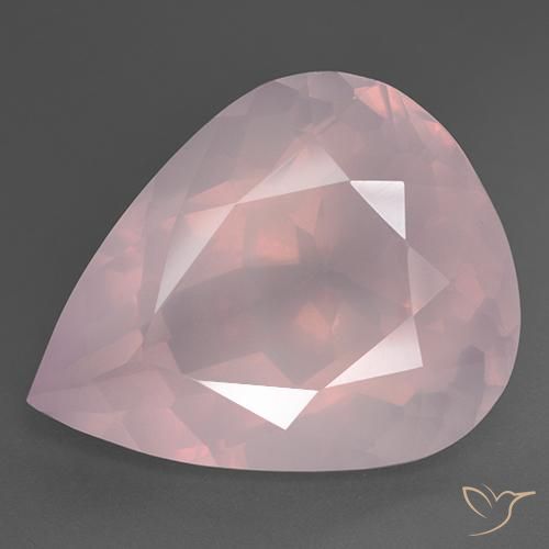 35.81ct Natürlicher hellrose-rosa Rosenquarz, Birnenform, Transparent