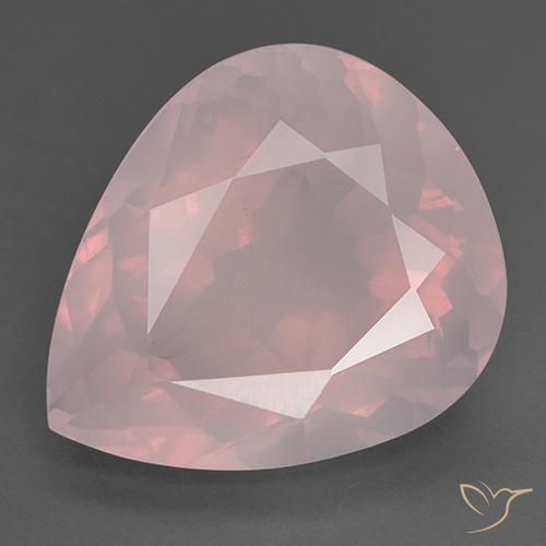 36.50ct Natürlicher Korallenrosa Rosenquarz, Birnenform, Transparent