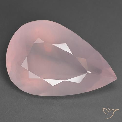 43.39ct Natürlicher rose-rosa Rosenquarz, Birnenform, Transparent