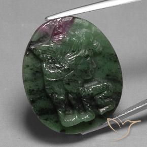 41.05ct Natürlicher Mehrfarbig Rubin-Zoisit, Oval, Lichtundurchlässig