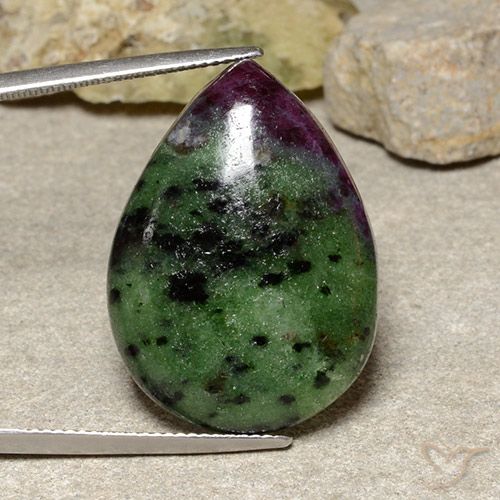 37.17ct Natürlicher Mehrfarbig Rubin-Zoisit, Birnenform, Lichtundurchlässig