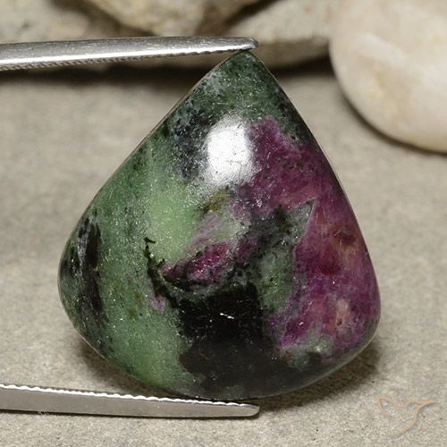 34.84ct Natürlicher Mehrfarbig Rubin-Zoisit, Birnenform, Lichtundurchlässig