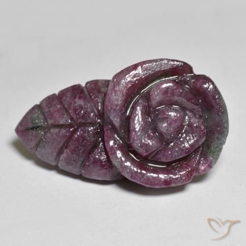 19.47ct Natürlicher Mehrfarbig Rubin-Zoisit, Blumen-Schliff, Lichtundurchlässig