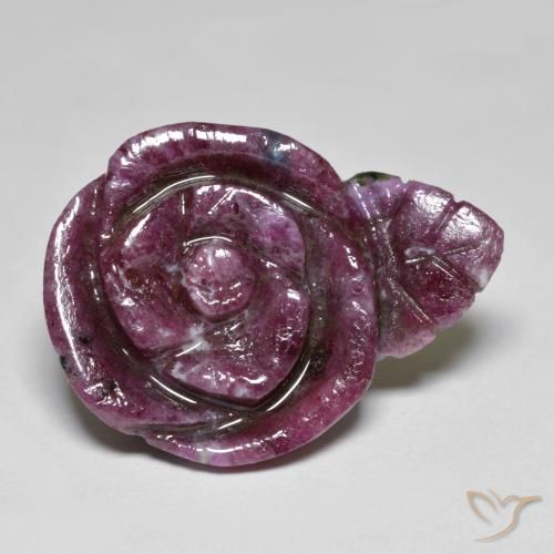 16.10ct Natürlicher dunkelrot Rubin-Zoisit, Blumen-Schliff, Lichtundurchlässig