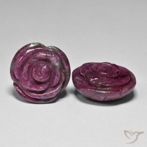37.71 ct natürliche Mehrfarbig Rubin-Zoisit-Edelsteine, Blumen-Schliff, Lichtundurchlässig