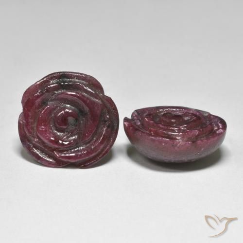 31.97 ct natürliche Mehrfarbig Rubin-Zoisit-Edelsteine, Blumen-Schliff, Lichtundurchlässig