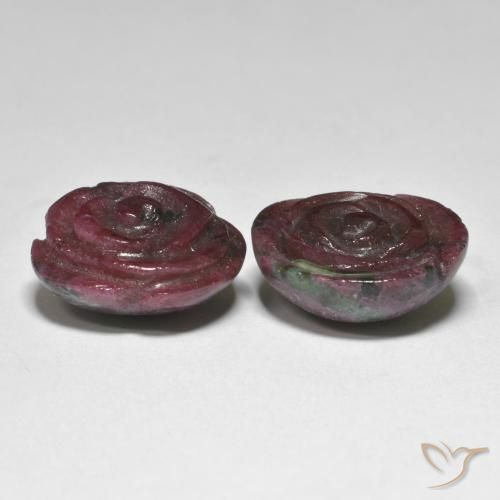 31.97 ct natürliche Mehrfarbig Rubin-Zoisit-Edelsteine, Blumen-Schliff, Lichtundurchlässig