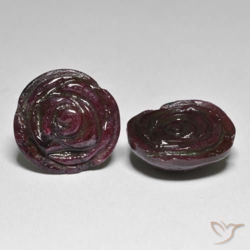 26.55 ct natürliche Mahagonirot Rubin-Zoisit-Edelsteine, Blumen-Schliff, Lichtundurchlässig