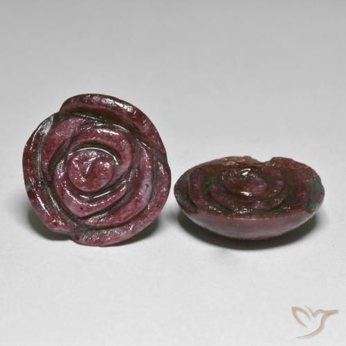 30.21 ct natürliche dunkelrot Rubin-Zoisit-Edelsteine, Blumen-Schliff, Lichtundurchlässig