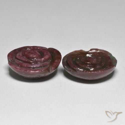 30.21 ct natürliche dunkelrot Rubin-Zoisit-Edelsteine, Blumen-Schliff, Lichtundurchlässig